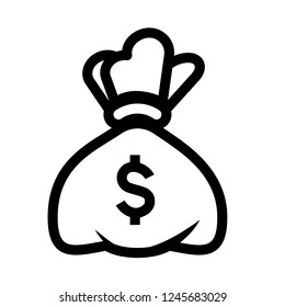 Money sack icon, vector illustration in outline or line style