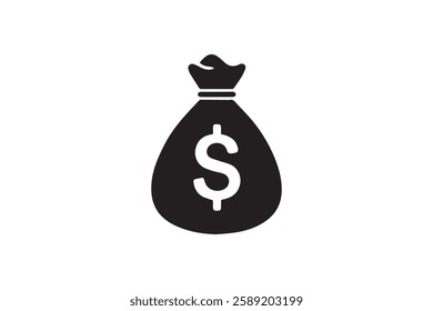 Money sack icon vector silhouette isolated in white background