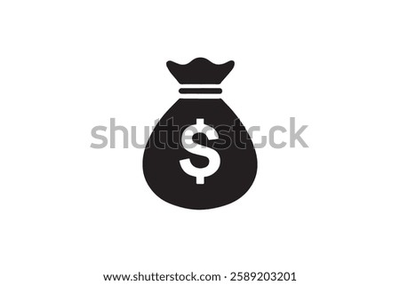 Money sack icon vector silhouette isolated in white background
