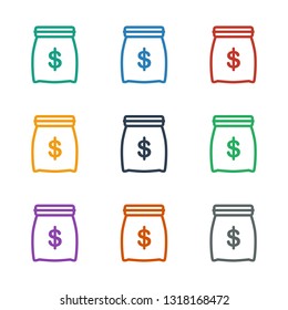 money sack icon white background. Editable outline money sack icon from success. Trendy money sack icon for web and mobile.