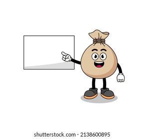 money sack illustration doing a presentation , character design