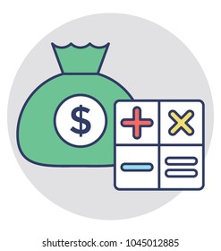 
Money sack with mathematical calculation symbols
