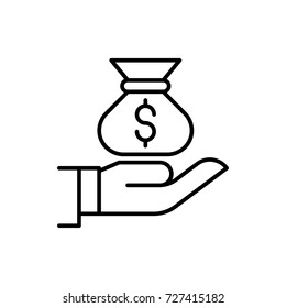 money sack on hand icon