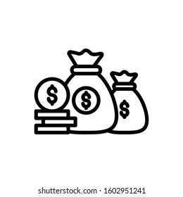 Money Sack Receipt Illustration Icon. vector outline symbol.