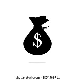 Money sack silhouette. Vector image isolated on white background