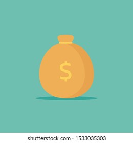 money sack symbol icon flat vector illustration