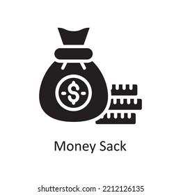Money Sack Vector Solid Icon Design illustration. Banking and Payment Symbol on White background EPS 10 File