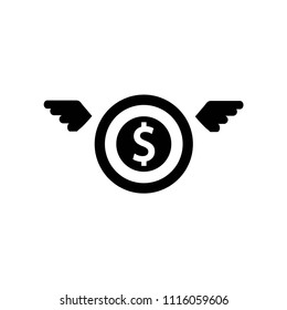 Money sack with wings icon vector icon. Simple element illustration. Money sack with wings symbol design. Can be used for web and mobile.