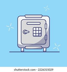 Money safe cartoon illustration. save money cartoon icon. Financial design for childish