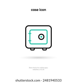 Money safe case thin line icon on the white background. Money, pay, payment,  cash operations, currency, exchange, savings, bank cards, currency, banking icons