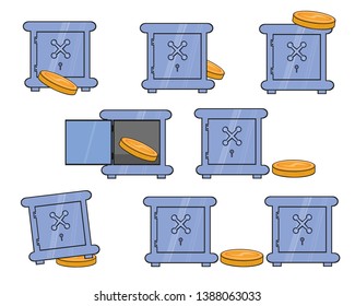 In the money safe, in front, behind, under and beside.