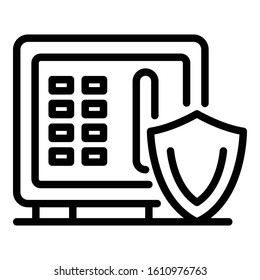 Money safe icon. Outline money safe vector icon for web design isolated on white background
