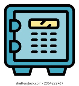 Money safe icon outline vector. Modern facility. Hotel room color flat