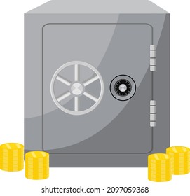 Money safe, illustration, vector on a white background.