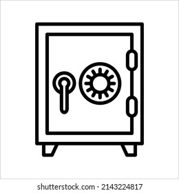 Money safe and Locker line icon. Bank safe box and strongbox vector illustration on white background