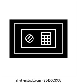 Das Symbol für Geldsicherheit und Locker-Linie. Bank-Safe und starke Box, Vektorgrafik auf weißem Hintergrund
