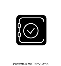 Icono de línea de dinero seguro y de Locker. Ilustración de elemento simple. Diseño de símbolos de esquema de esquema de esquema de esquema de esquema de esquema de esquema de dinero seguro y de localizador.