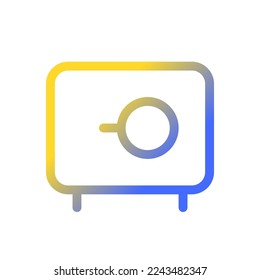 Money safe pixel perfect gradient linear ui icon. Storage for documents and cash. Private possessions. Line color user interface symbol. Modern style pictogram. Vector isolated outline illustration