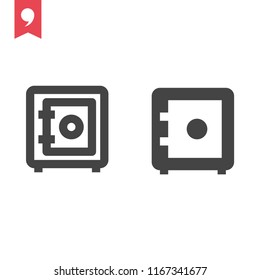 Money safe thin line vector icon
