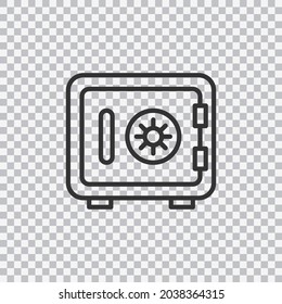 Money safe thin line vector icon. Bank safe icon isolated on transparent background.
