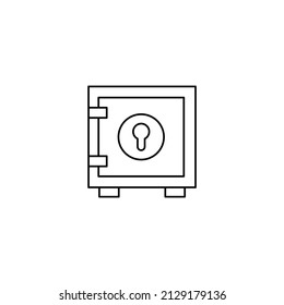 Money safe thin line vector icon Safe vector icon Strongbox line icon, outline vector sign, linear pictogram isolated on white. In room safe symbol, logo illustration
