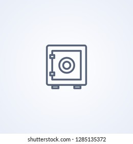Money safe, vector best gray line icon on white background, EPS 10