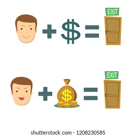 money is salvation. Stock flat vector illustration.