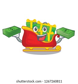 With money Santa sleigh with christmas character gifts