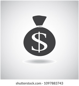 Money saving and money bag concept. Money making. Bank deposit. Financials. Isolated on a background. Flat icon, vector illustration