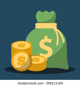 Money Saving And Money Bag Icon Design, Vector Illustration