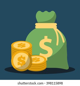 Money saving and money bag icon design, vector illustration