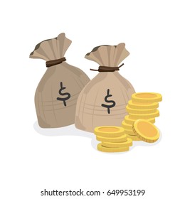 Money saving and money bag icon design, vector illustration