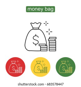 Money saving and money bag icon design.