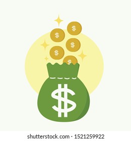 Money Saving ,money bag vector icon, money bag flat  design,money bag simple vector illustrator