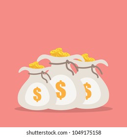 Money saving and money bag, vector illustration