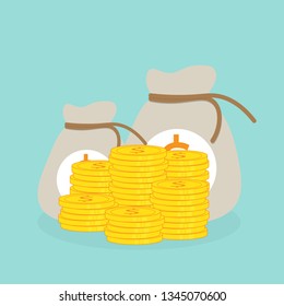 Money saving and money bag, vector illustration