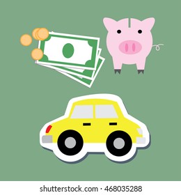 money saving to buy car concept-vector