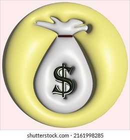 Money saving concept. money bag, coin stacks and pos terminal on pink background. 3d render illustration