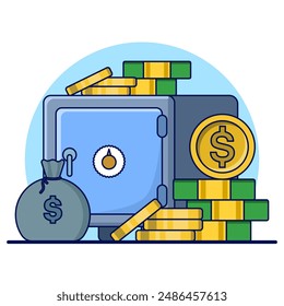 Money Saving Concept. Isolated Saving Money Icon. Business and finance, money saving theme. Career, salary, income benefits, Suitable for Pages, Banners, Flyers, Stickers, Cards, Backgrounds.