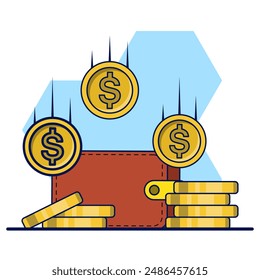 Money Saving Concept. Isolated Saving Money Icon. Business and finance, money saving theme. Career, salary, income benefits, Suitable for Pages, Banners, Flyers, Stickers, Cards, Backgrounds.
