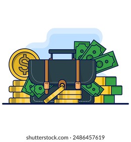 Concepto de ahorro de dinero. Icono De Ahorro Aislado. Negocios y finanzas, tema del ahorro de dinero. Carrera, sueldo, beneficios de ingresos, Adecuado para Páginas, Anuncios, Volantes, Pegatinas, Tarjetas, Fondos.