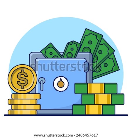 Money Saving Concept. Isolated Saving Money Icon. Business and finance, money saving theme. Career, salary, income benefits, Suitable for Pages, Banners, Flyers, Stickers, Cards, Backgrounds.