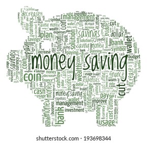 Money Saving Concept Word Cloud Pig Shaped