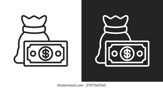 Geld sparendes Symbol in schwarz-weißem Linienstil