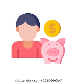 Money Saving Icon Flat Vector Illustration