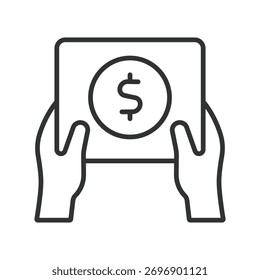 Money saving icon in line design. money saving, budget, frugal, expense control, goal, deposit, plan on white background vector. Money saving editable stroke icon