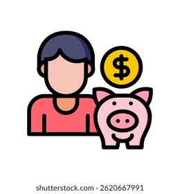 Money Saving Icon Lineal Color Vector Illustration