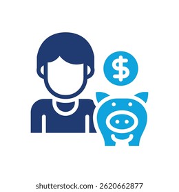 Money Saving Icon Mixed Vector Illustration
