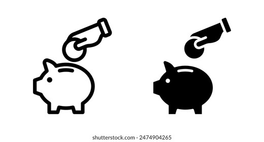 Conjunto de iconos de ahorro de dinero. ilustración plana de icono de Vector