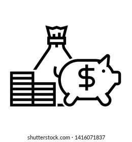 Money saving icon. Simple design. Line vector. Isolate on white background.